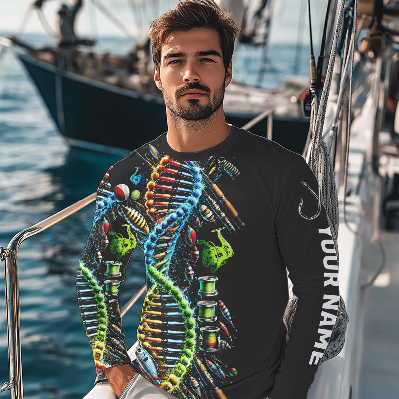 Colorful Fishing DNA Fishing Tools Custom Long Sleeve Tournament Fishing Shirts IPHW8386