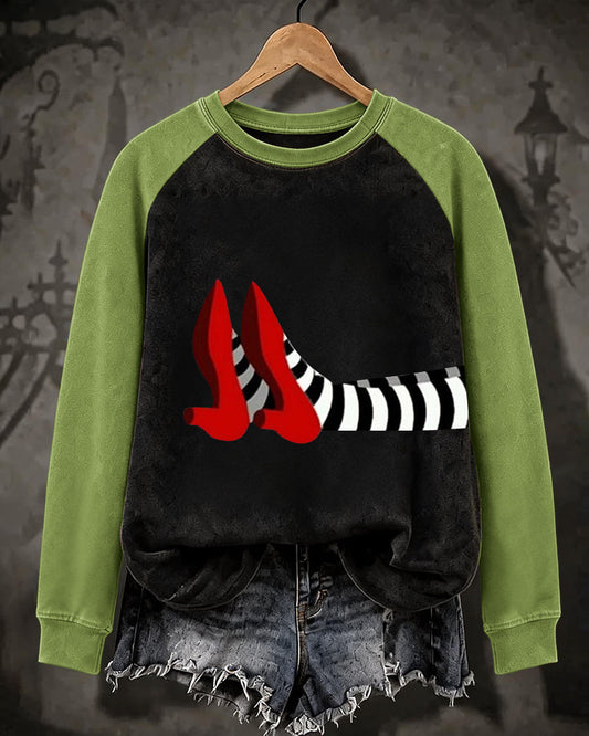 Women's Halloween Printed Casual Crew Neck Long Sleeve Sweatshirt