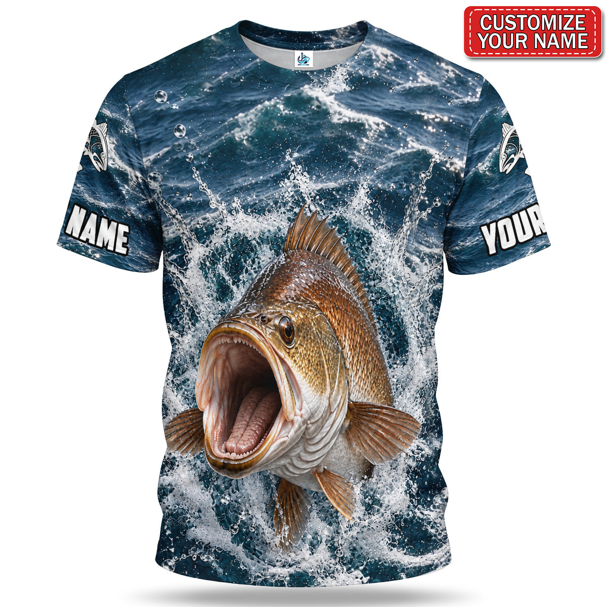 Personalized Copper-Colored Fish Splash 3D Fishing T-Shirt
