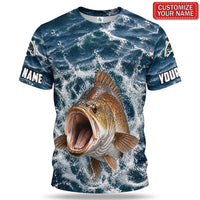 Personalized Copper-Colored Fish Splash 3D Fishing T-Shirt