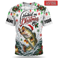 Personalized Hooked on Christmas Bass Fishing 3D T-Shirt
