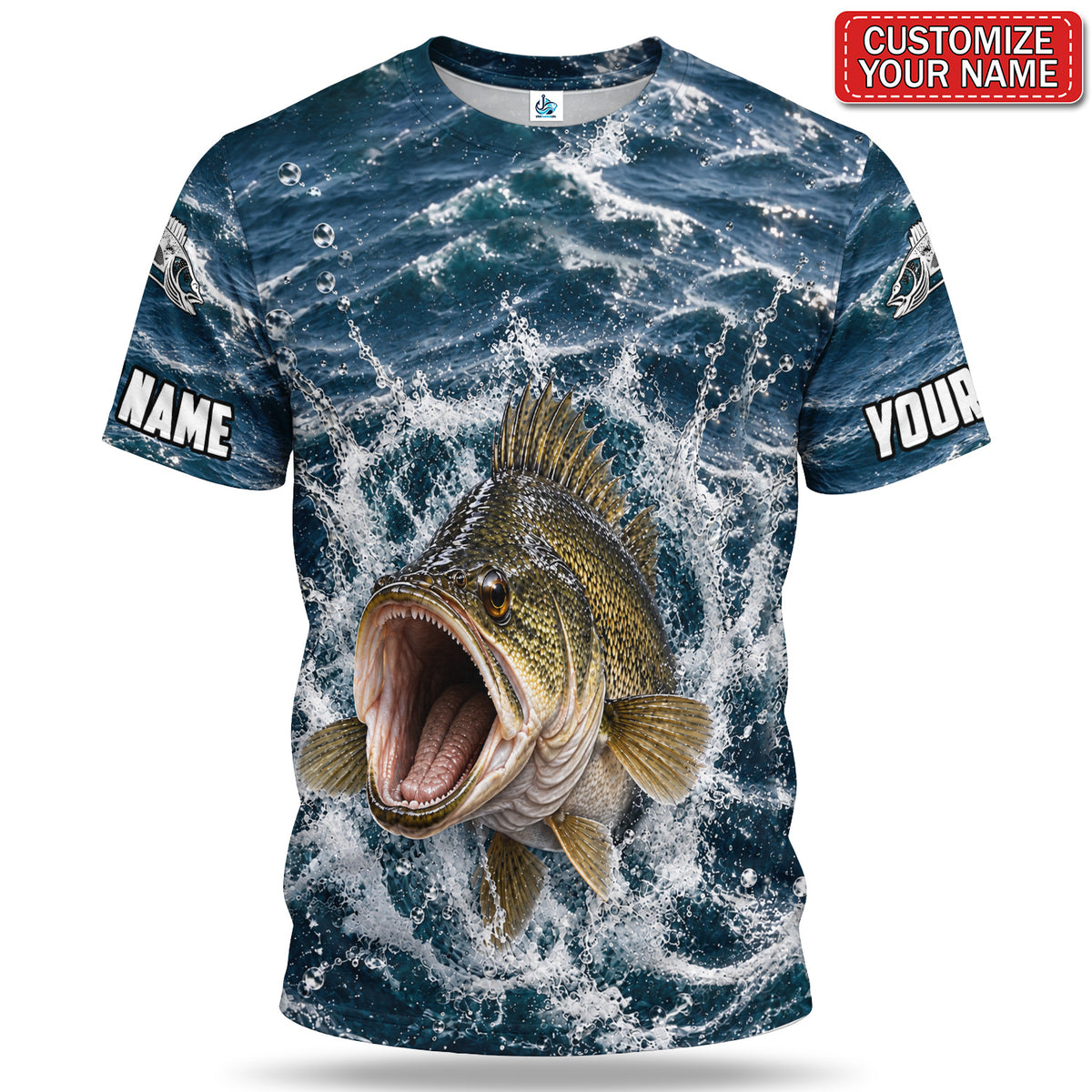 Personalized Golden Fish Breaking Waves 3D Fishing T-Shirt