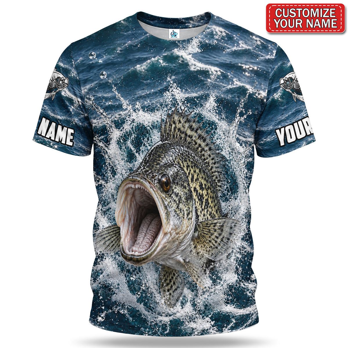 Personalized Crappie Splash 3D Fishing T-Shirt