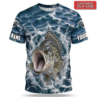 Personalized Crappie Splash 3D Fishing T-Shirt