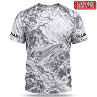 Personalized Monochrome Trout and Water Splash Fishing T-Shirt