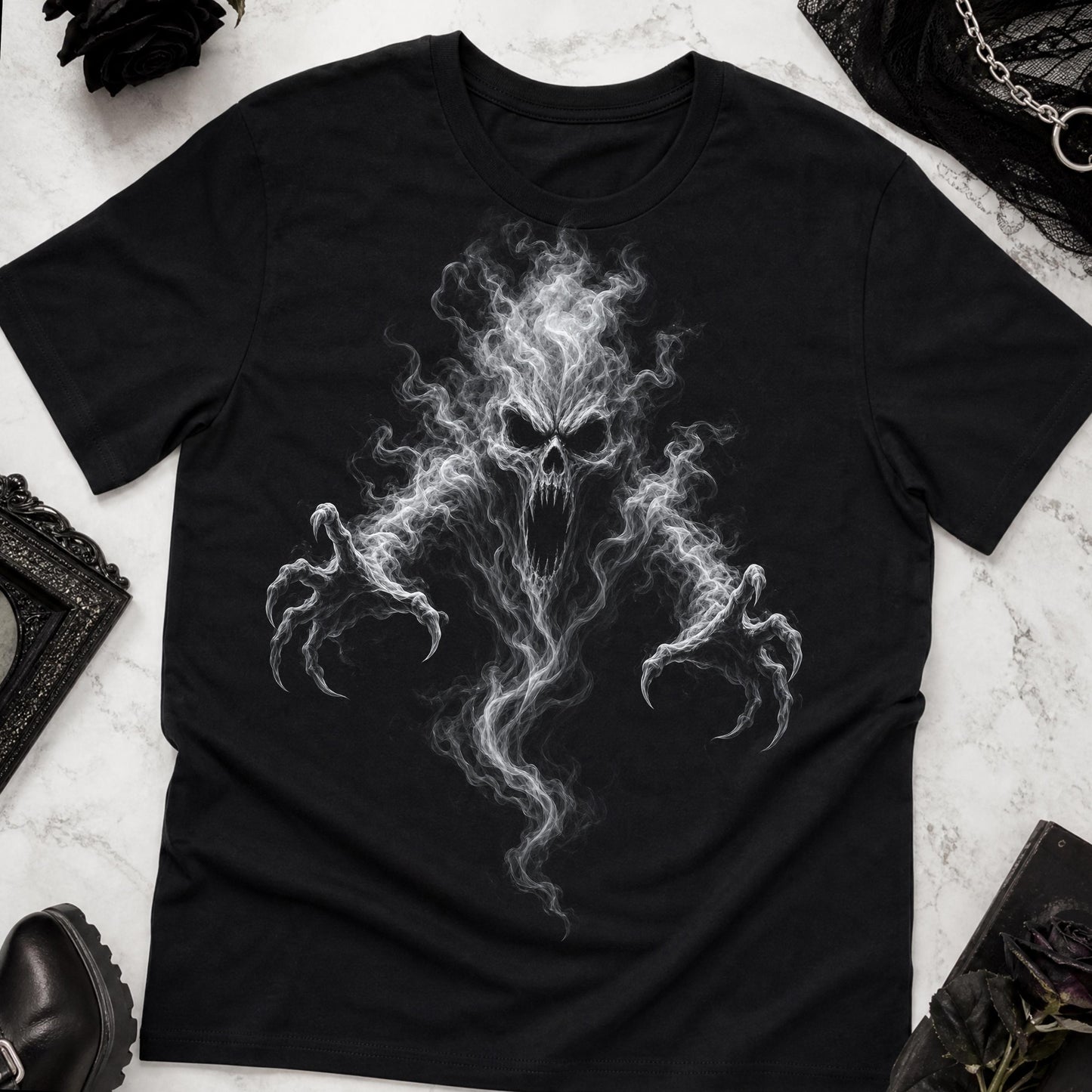 Smoke Skull Ghost PNG Screaming Reaper Shirt