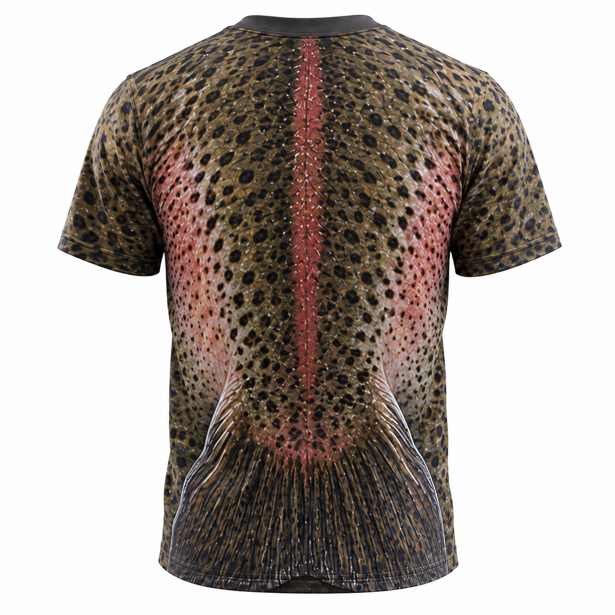 Funny 3D Trout T-Shirt, Realistic Fish Face All Over Print Shirt for Fishing Anglers