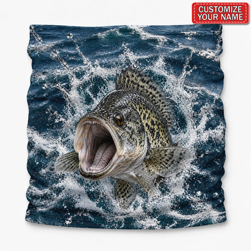 Personalized Crappie Splashing Waves Fishing Mask