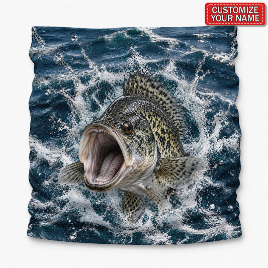 Personalized Crappie Splashing Waves Fishing Mask