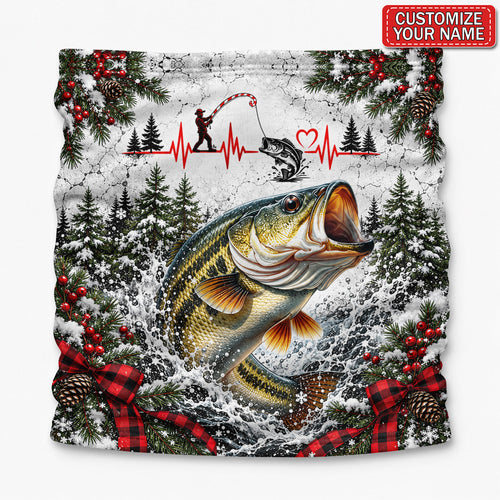 Personalized Bass and Angler Heartbeat Winter Fishing Mask