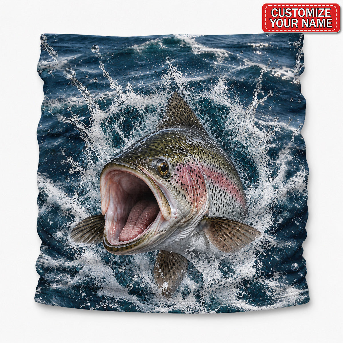Personalized Rainbow Trout Water Splash Fishing Mask