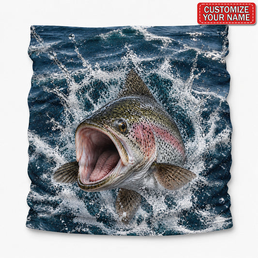 Personalized Rainbow Trout Water Splash Fishing Mask
