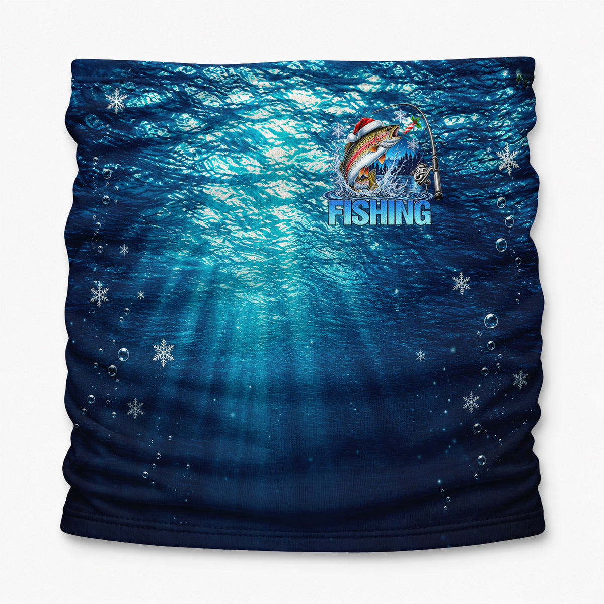 Christmas Trout and Rod Underwater Blue Fishing Mask