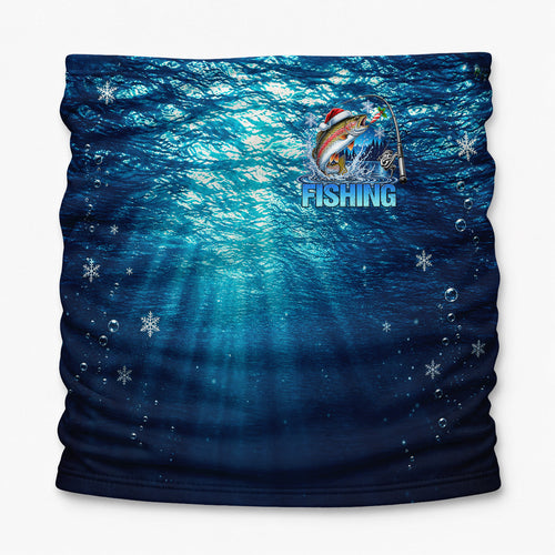 Christmas Trout and Rod Underwater Blue Fishing Mask