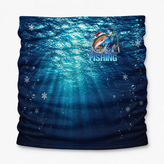 Christmas Trout and Rod Underwater Blue Fishing Mask