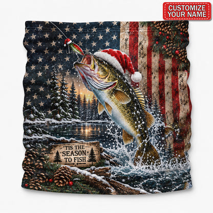 Personalized 'Tis the Season to Fish American Flag Fishing Mask