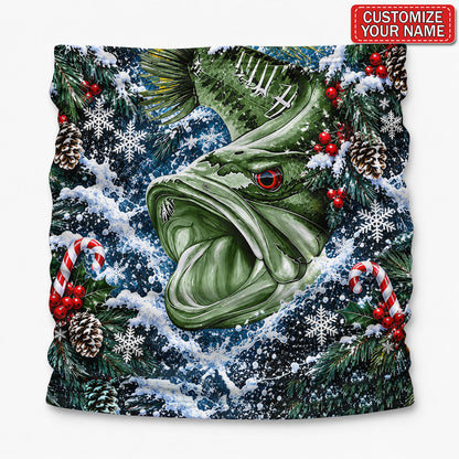 Personalized Bass Fishing Mask With Pinecones and Christmas Candy Canes
