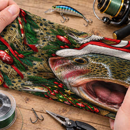 Christmas Rainbow Trout Santa Hat and Ornaments Fishing Mask