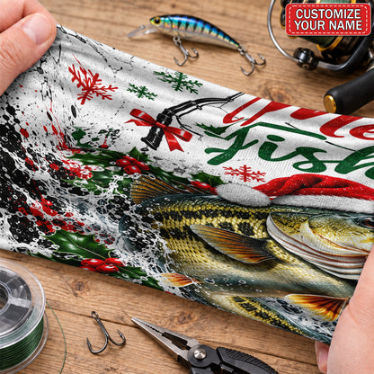 Personalized Merry Fishmas Santa Hat Bass Fishing Mask