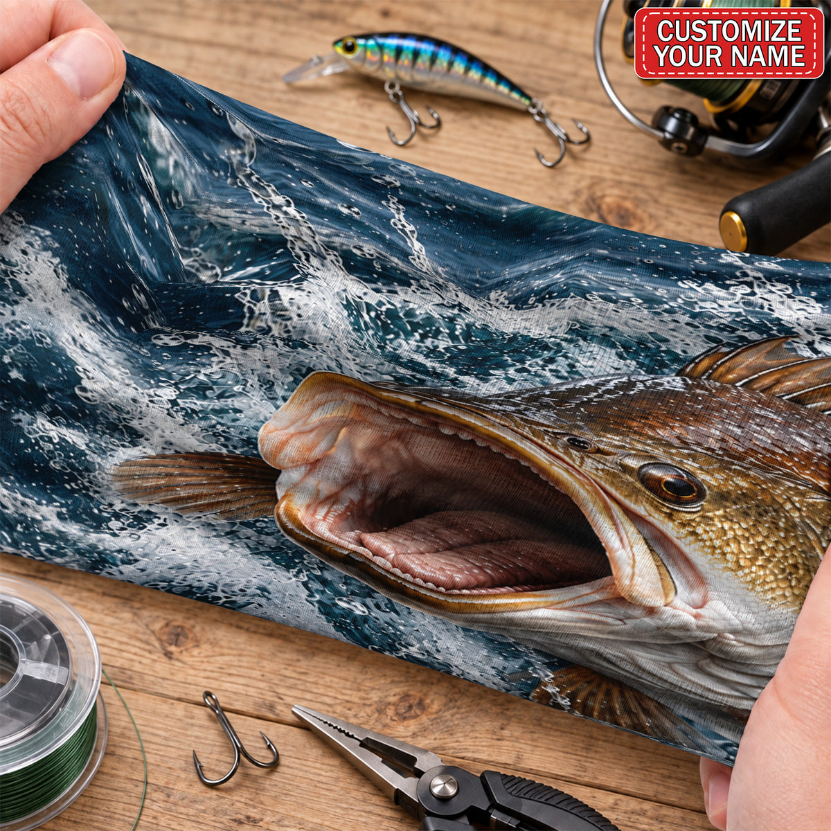 Personalized Bronze Fish Water Splash Fishing Mask