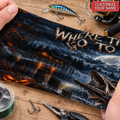 Personalized Where the Dead Go to Fish Skeleton Fishing Mask