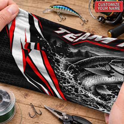 Personalized Jumping Bass Fishing Mask With Red Sunset