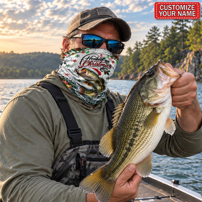 Personalized Hooked on Christmas Bass Fishing Mask