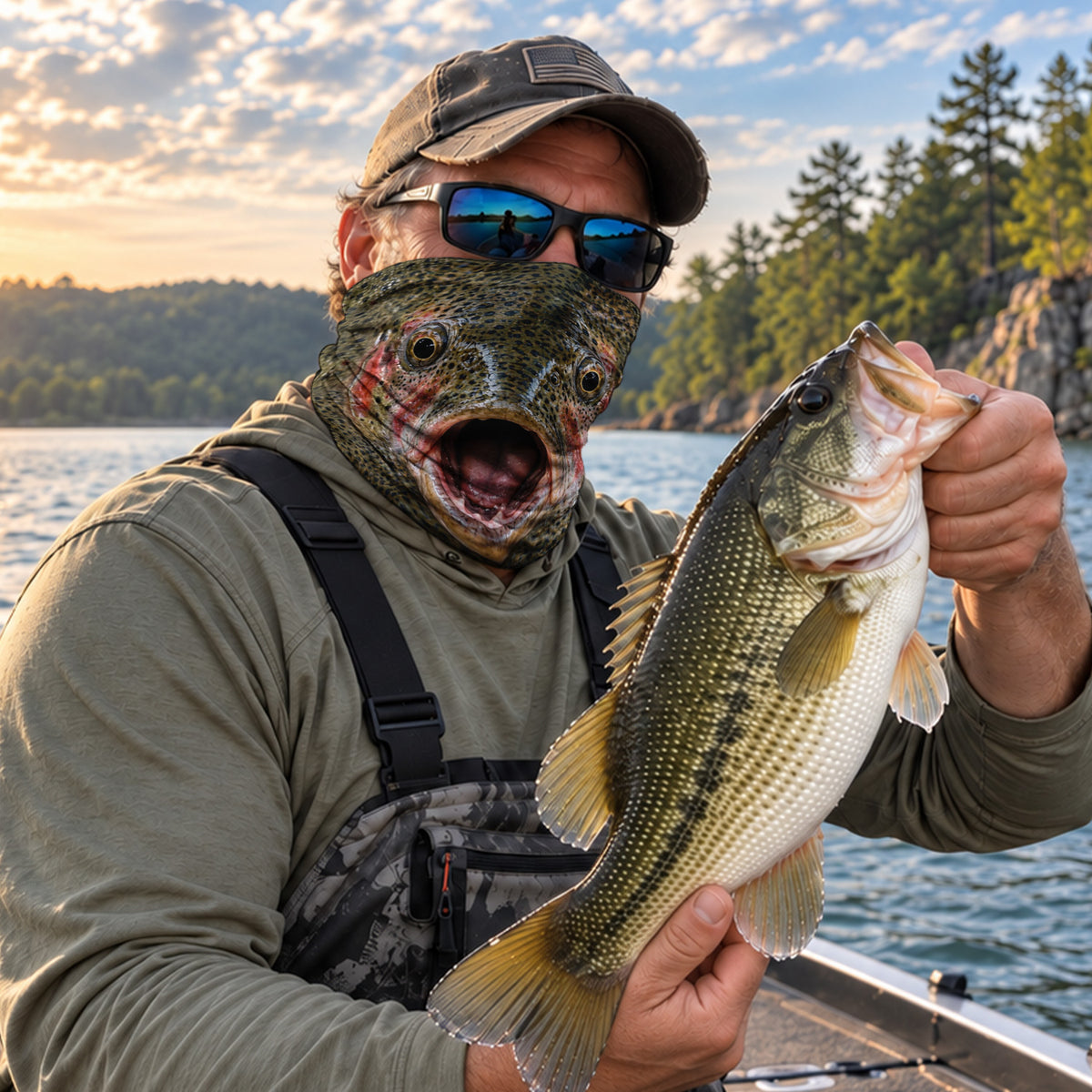 Rainbow Trout Open Mouth Fish Face Fishing Mask