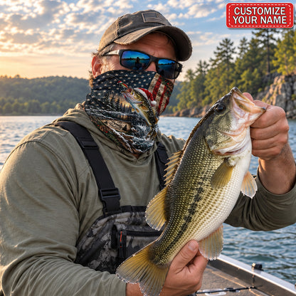 Personalized 'Tis the Season to Fish American Flag Fishing Mask
