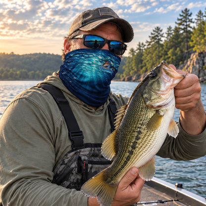 Christmas Trout and Rod Underwater Blue Fishing Mask