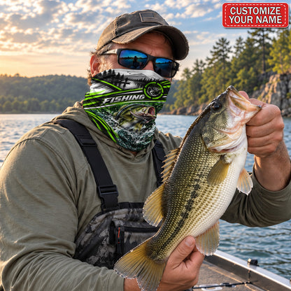 Personalized Neon Green Jumping Bass Fishing Mask