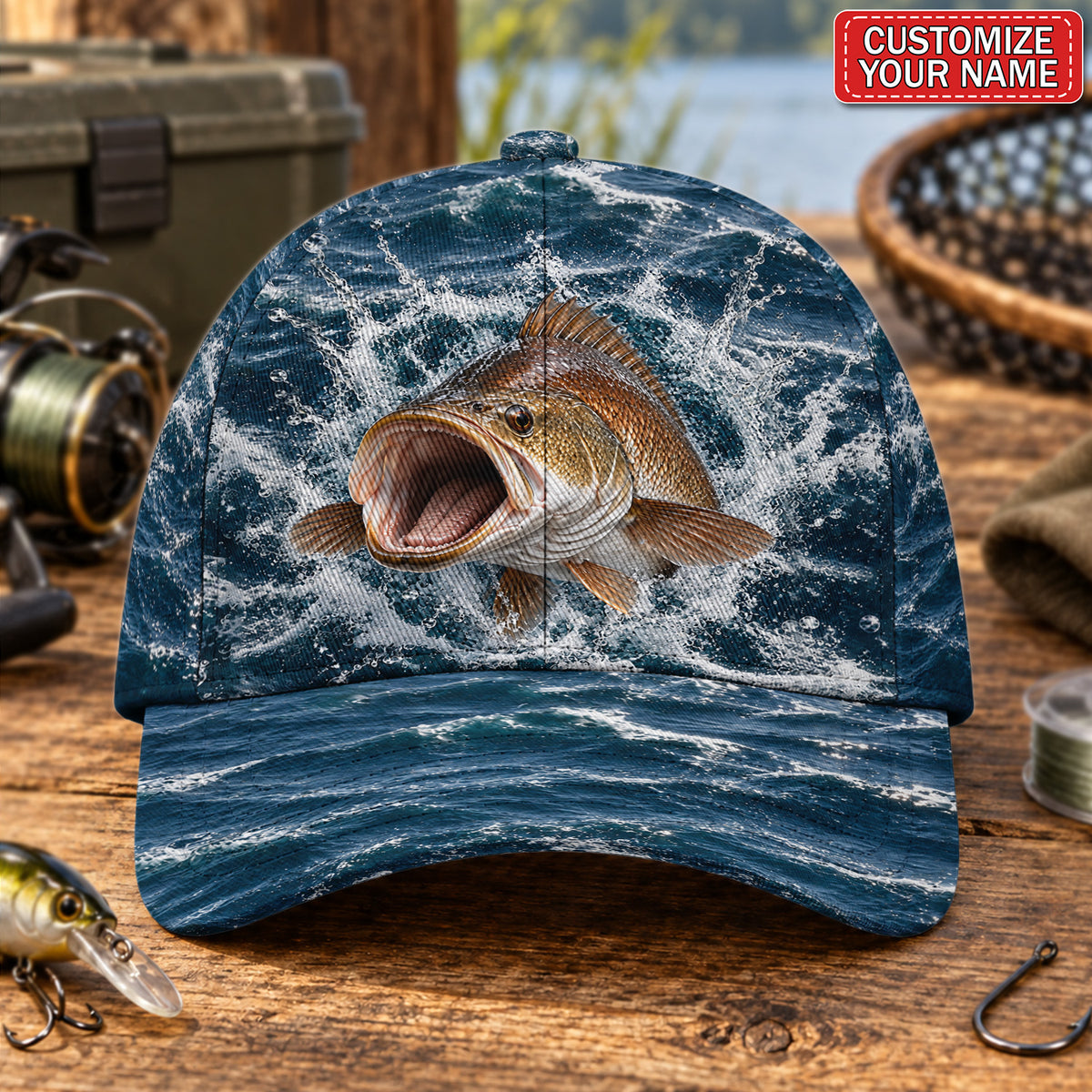 Personalized Golden Fish Ocean Splash AOP Baseball Cap