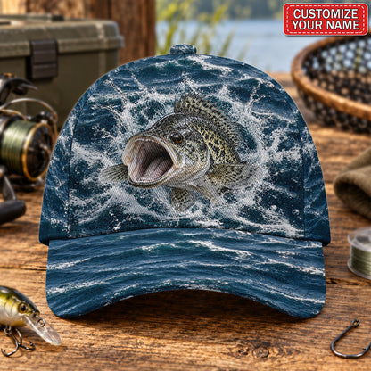 Personalized Crappie Water Splash AOP Baseball Cap
