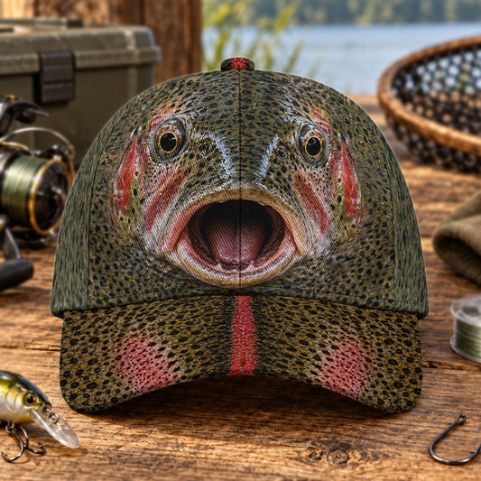 Rainbow Trout Open Mouth All-Over Print Fishing Baseball Cap