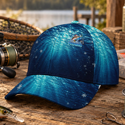 Christmas Trout and Blue Underwater Fishing AOP Baseball Cap