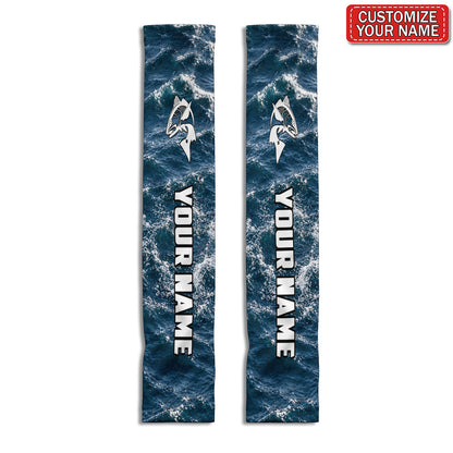 Personalized Stylized Fish Rolling Wave Fishing Sun Protection Arm Sleeves