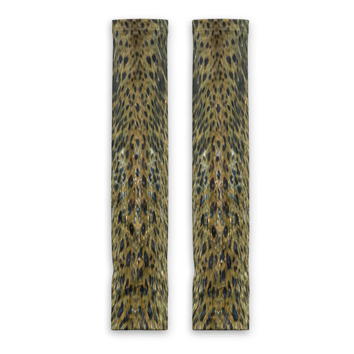 Golden Brown Spotted Fish Skin Fishing Sun Protection Arm Sleeves