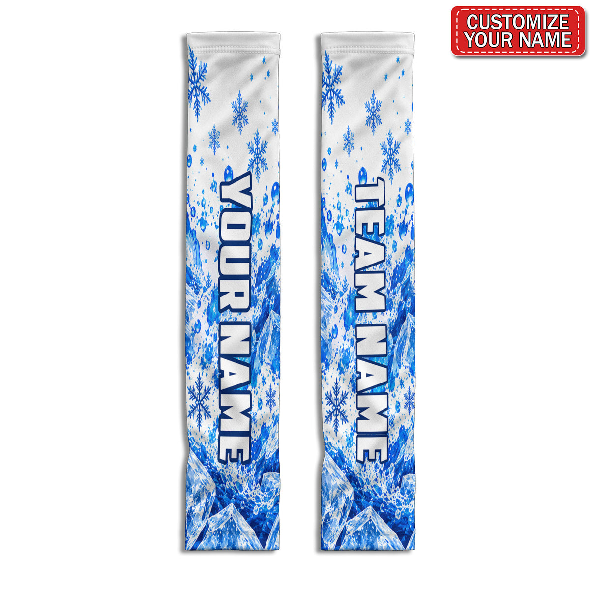 Personalized Blue Ice and Snowflake Sun Protection Arm Sleeves