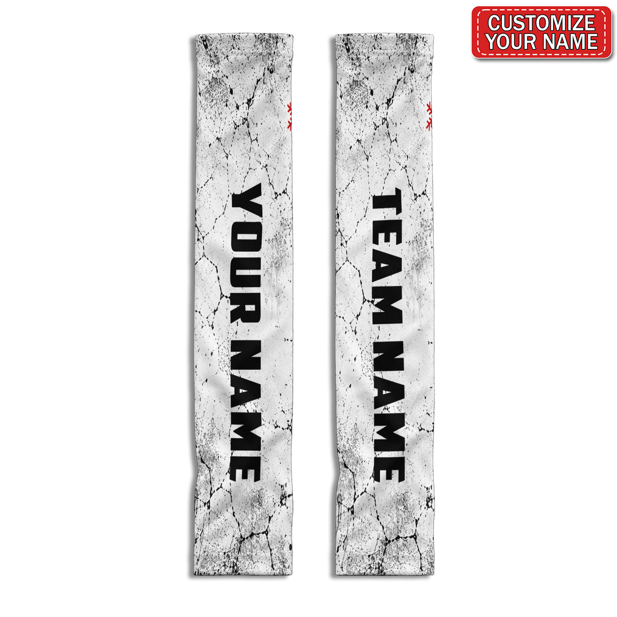 Custom Name and Team White Crackle Pattern Sun Protection Arm Sleeves