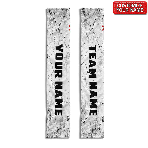 Custom Name and Team White Crackle Pattern Sun Protection Arm Sleeves