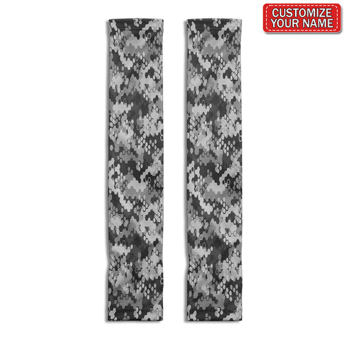 Personalized Gray Hexagon Camo Sun Protection Arm Sleeves