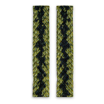 Yellow Green Fish Scales With Dark Stripes Fishing Sun Protection Arm Sleeves