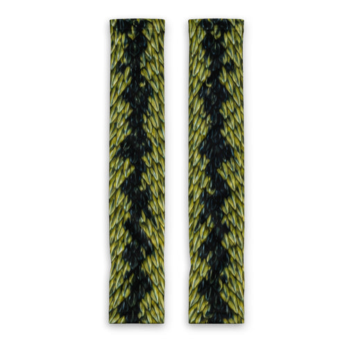 Yellow Green Fish Scales With Dark Stripes Fishing Sun Protection Arm Sleeves