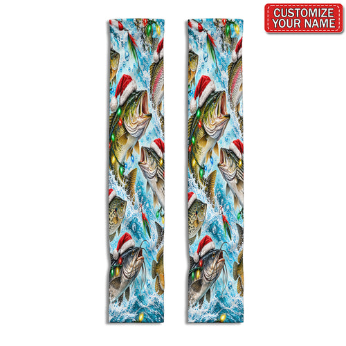 Personalized Christmas Fish in Santa Hats Sun Protection Arm Sleeves