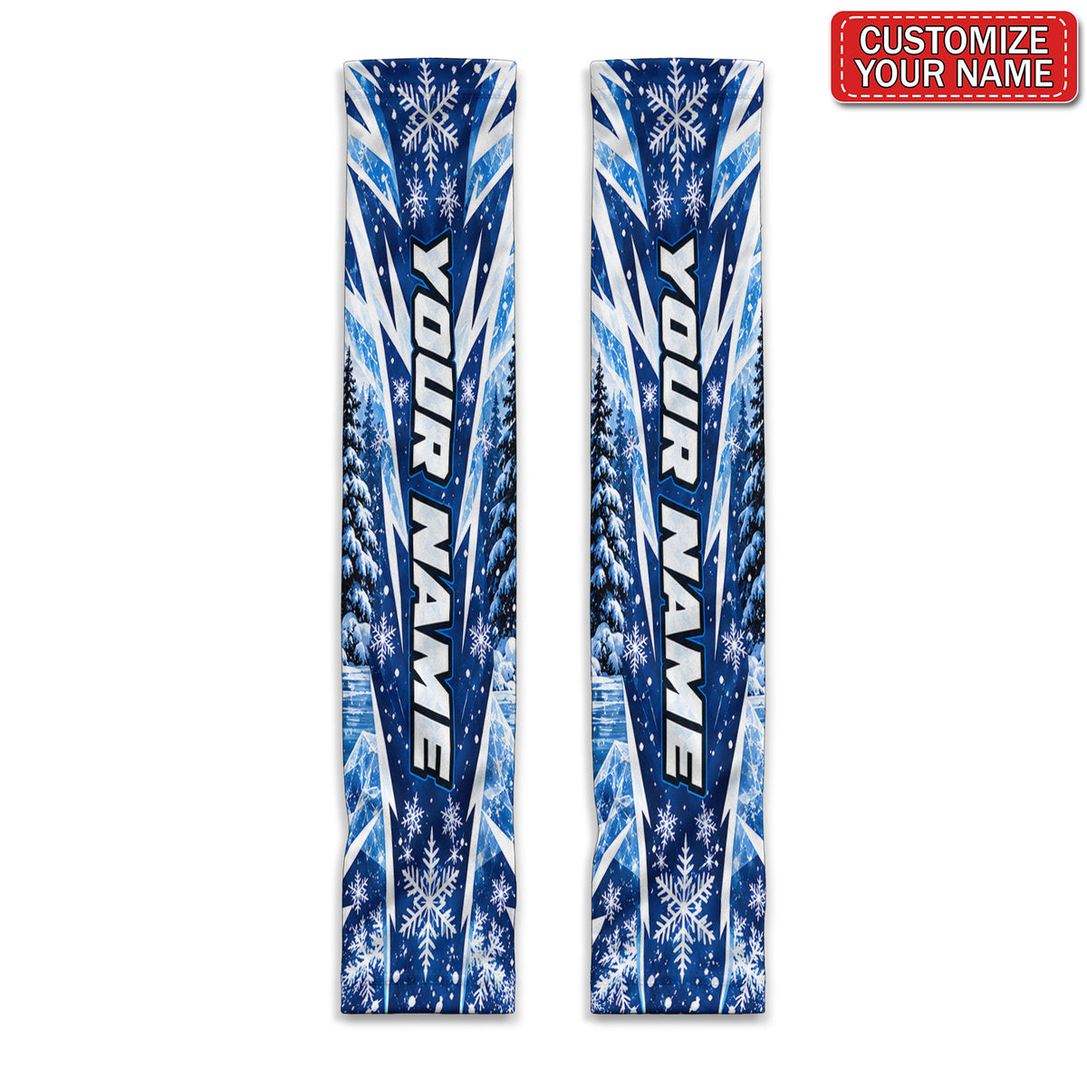 Personalized Snowflake and Winter Forest Sun Protection Arm Sleeves