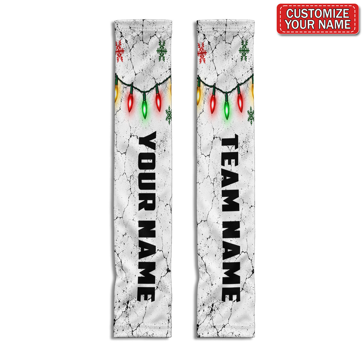 Personalized Christmas Lights and Snowflakes Sun Protection Arm Sleeves