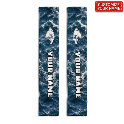 Personalized Catfish Ocean Wave Fishing Sun Protection Arm Sleeves