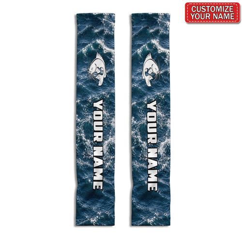 Personalized Catfish Ocean Wave Fishing Sun Protection Arm Sleeves