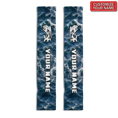 Personalized Jumping Fish Blue Wave Fishing Sun Protection Arm Sleeves