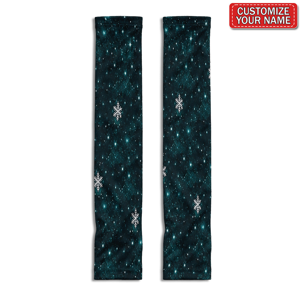 Personalized Teal Galaxy Snowflake Sun Protection Arm Sleeves